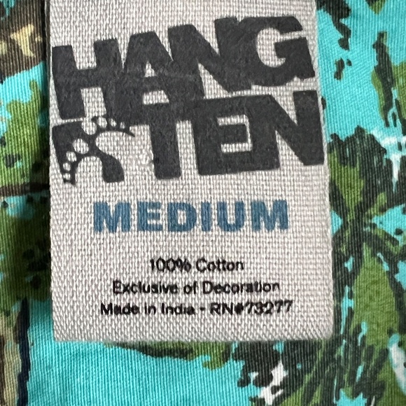 Hang Ten Shirt Tropical Surf Sun Sand Novelty Print Hawaiian Size Medim Blue - Picture 6 of 7